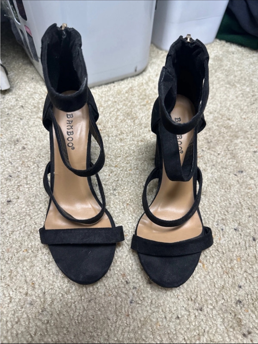BAMBOO Black Strappy High Heel Sandals